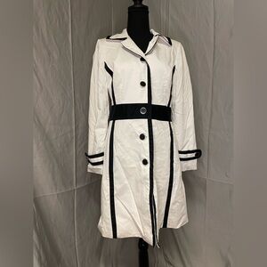 Alfani White Trench Coat with Black Trim